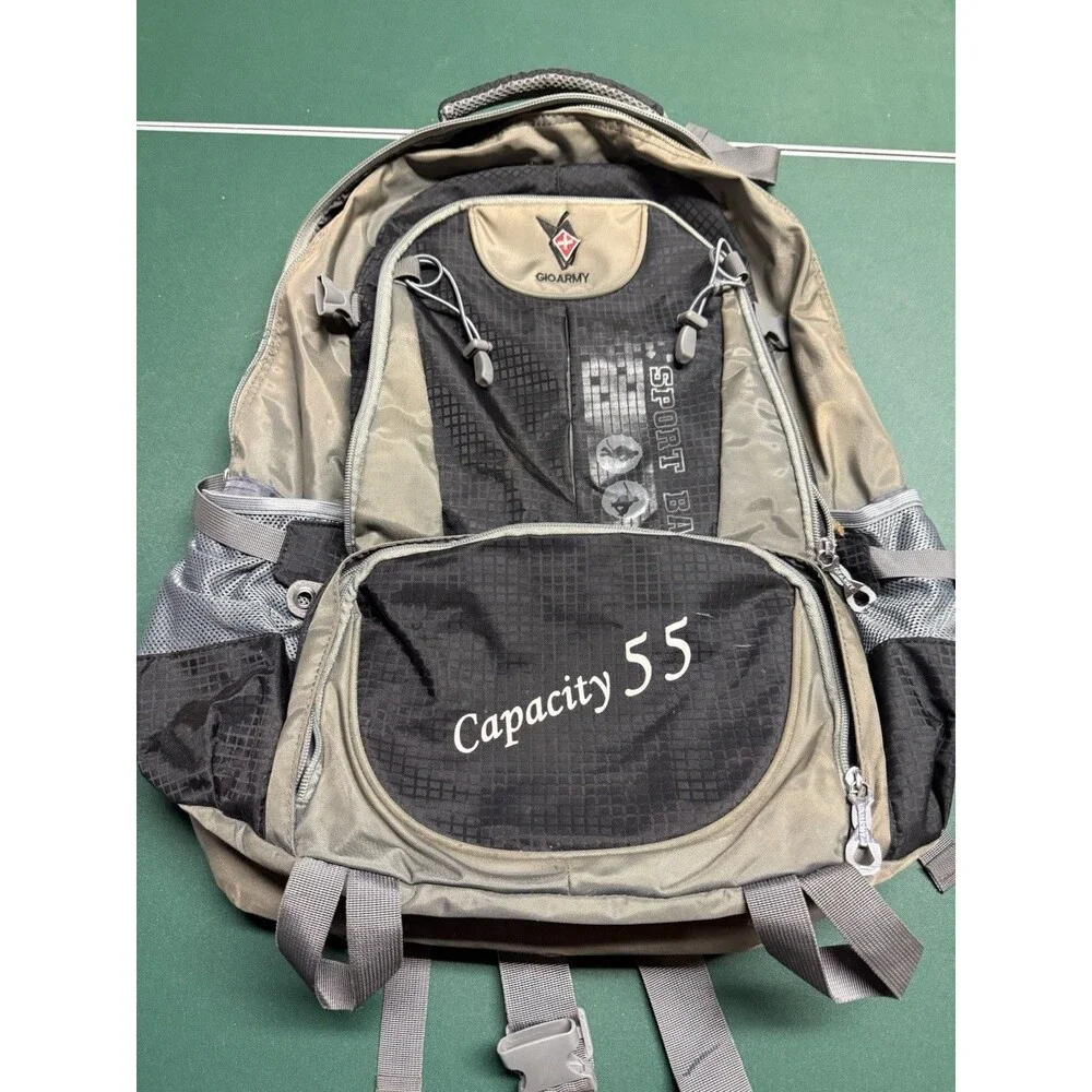 GioArmy Capacity 55L Hiking Backpack Large Camping Travel Rucksack Gray